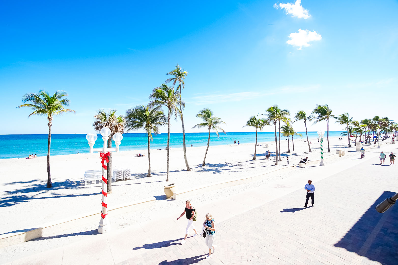 A breathtaking view of the white sand beaches at VRI's Hollywood Sands Resort in Hollywood, Florida.